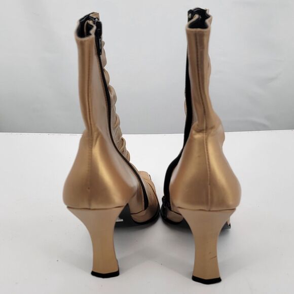 bebe Size 6.5 Slouchy Boots Gold Pointed Snip Toe High Heels Womens Mid Calf - Picture 5 of 10